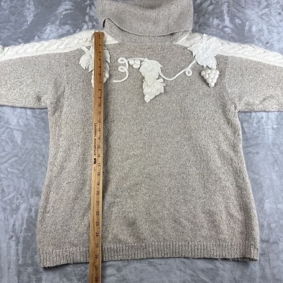 IB Diffusions Silk Angora Sweater Womens 1X Beige White Grapevine Vintage (1051) - Picture 10 of 11
